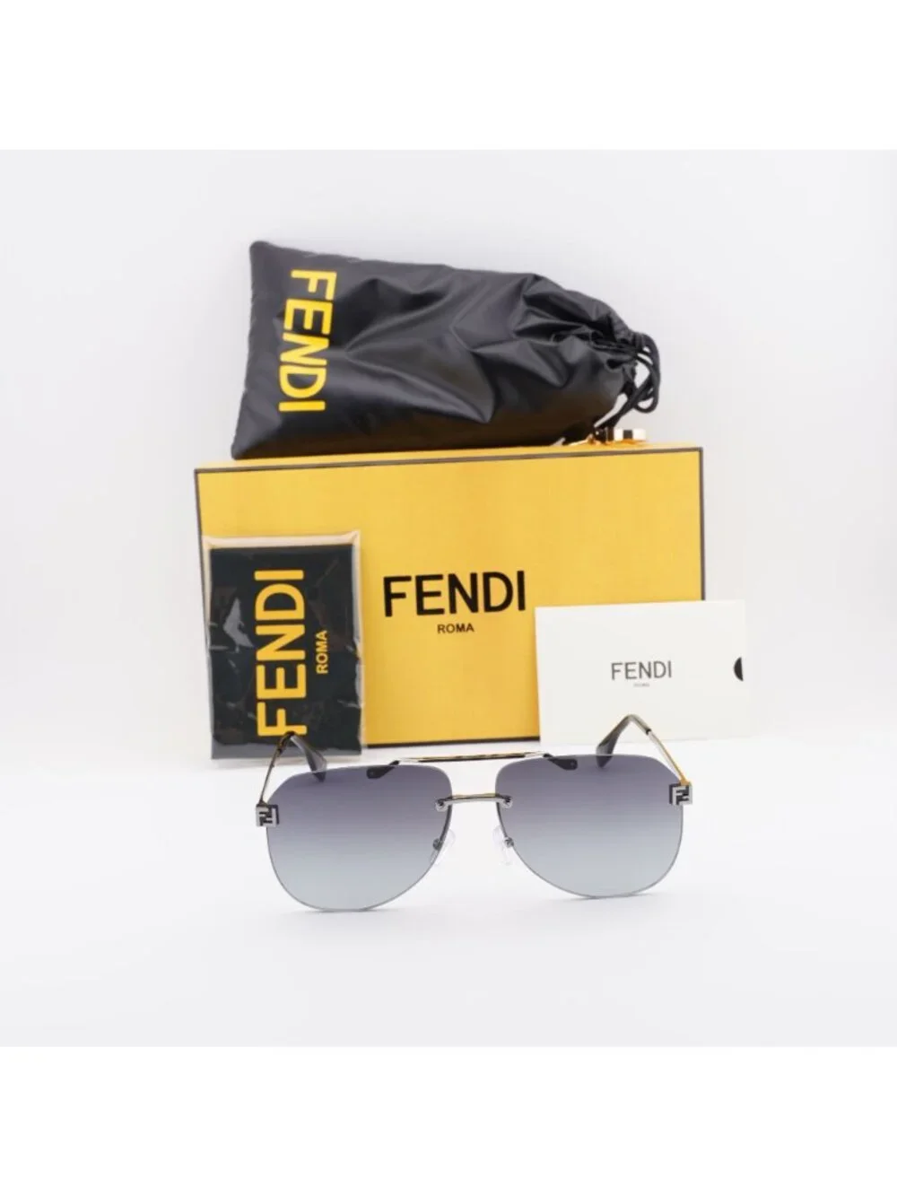 Fendi FE40115U 14B Aviator Sunglasses - Silver / Grey Gradient